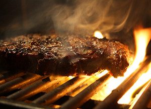 a steak on the grille